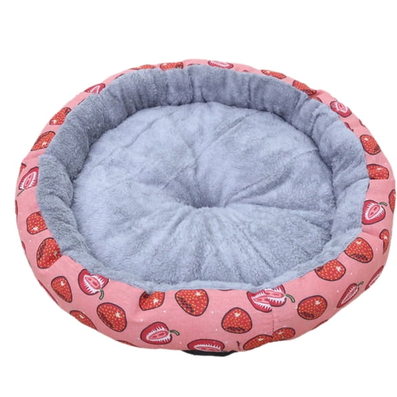 Indoor Strawberry Round Warming Seating Sleeping Beds for Cat Dog, 17.7 in