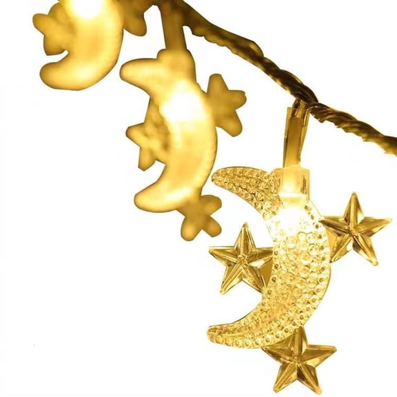 Indoor String Lights 11yd Length Star Moon Shape 8 Modes Easy Control LED Wire Lights for Christmas Cafe Party