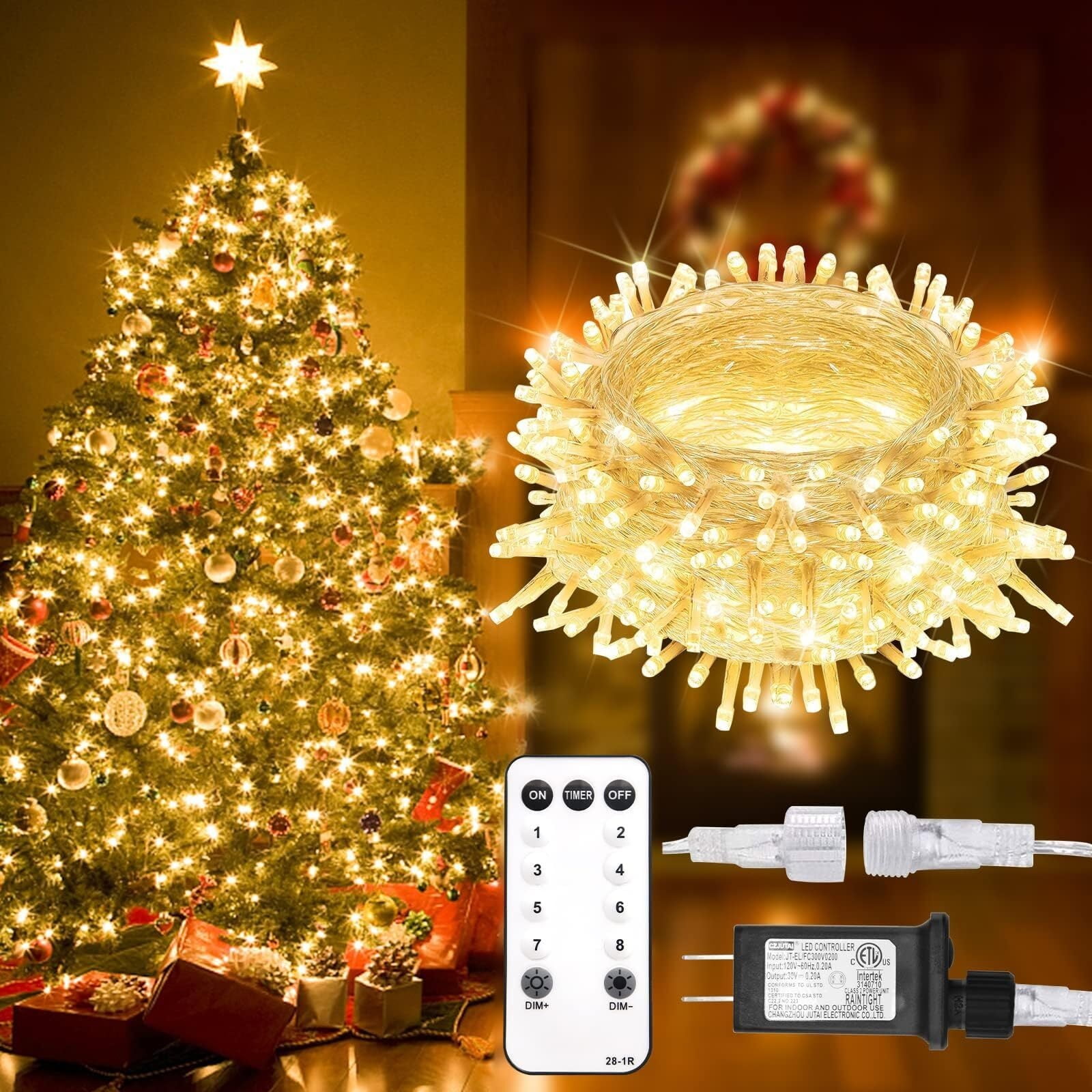 Indoor String Lights with Remote, Warm White Fairy String Lights Plug ...