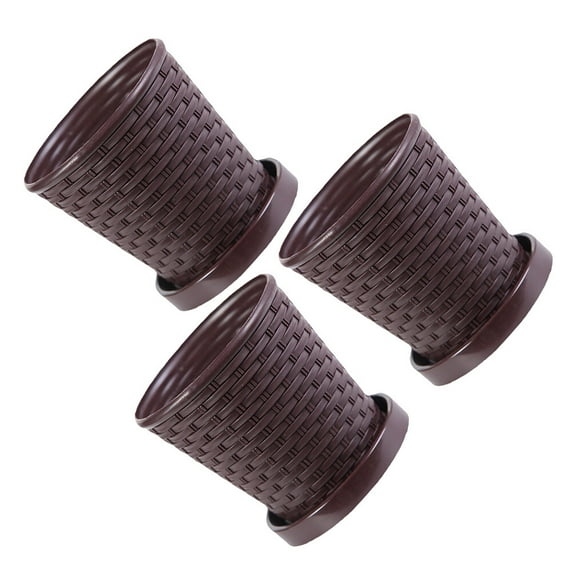 TABLZONE 3-Pack Resin Planter Pots Brown 6.7 x 6.3 x 4.9 Inches Indoor Outdoor Flower Plant Containers
