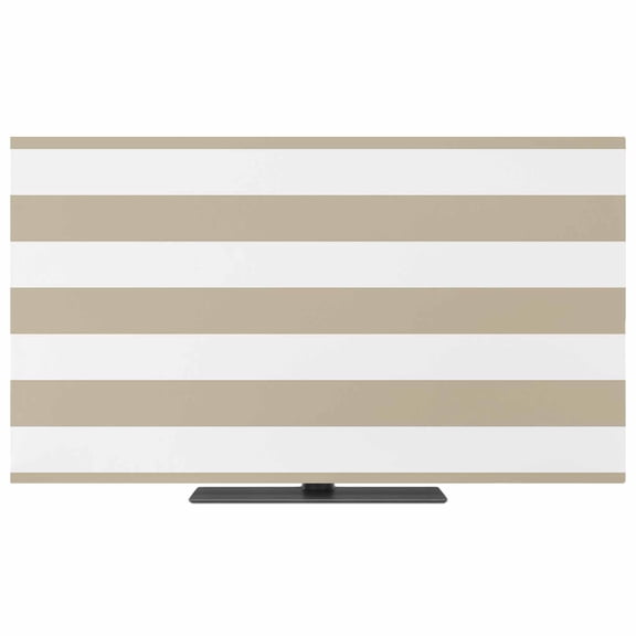 Indoor TV Cover 24" , Classical Stripe Stretch Fabric Dust Protector for Flat Screen Television, Khaki Elastic Open Back Screen Slipcover
