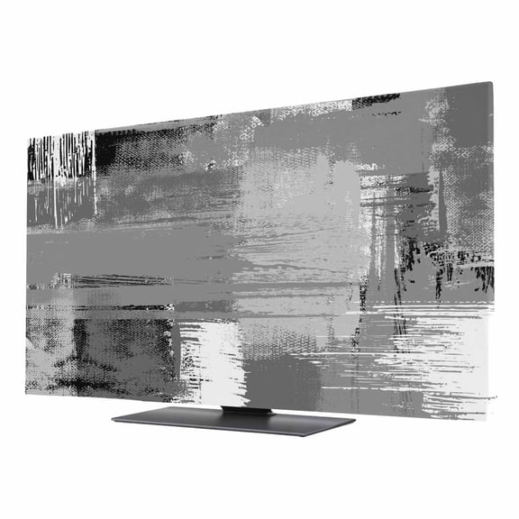 Indoor TV Cover for 24 Inch Flat Screen, Grey Abstract Stretch Fabric Dust Proof TV Screen Protector, Modern Mottled Art Oil Painting Slipcover Monitor Cover for LED LCD Smart TVs Desktop Computer