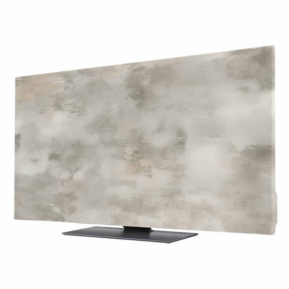 Indoor TV Cover for 24 Inch Flat Screen, Vintage Beige Stretch Fabric Dust Proof TV Screen Protector, Modern Abstract Art Oil Painting Slipcover Monitor Cover for LED LCD Smart TVs Desktop Computer