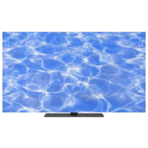 Indoor TV Cover 40 Inch Blue Ripples Elastic TV Enclosure Coastal Waves Swimming Pool TVs Screen Protector Stretch Dustproof Monitor Slipcover for Flat Curved LED LCD Desktop Computer Display