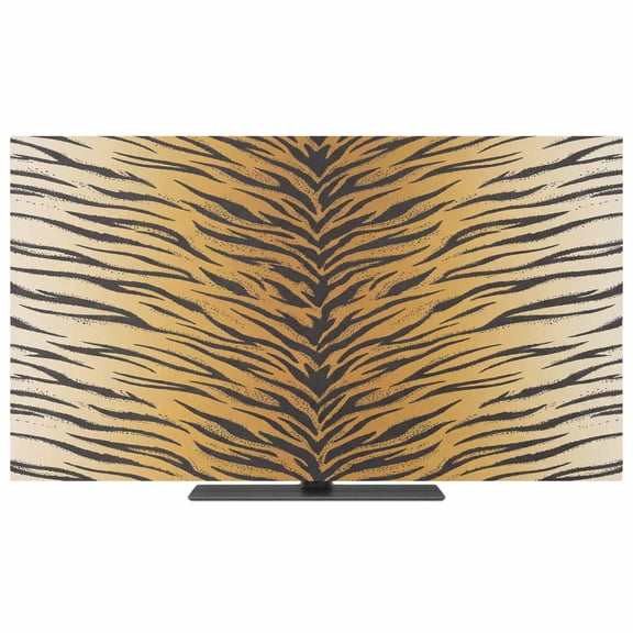Indoor TV Cover 40 Inch Exotic Tiger Stripe Texture Elastic TV Enclosure Orange Animal Skin TVs Screen Protector Stretch Dustproof Monitor Slipcover for Flat Curved LED LCD Desktop Computer Display