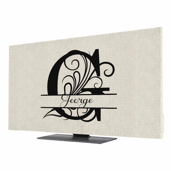 Indoor TV Cover for 40 Inch Flat Screen, Letter G Stretch Fabric Dust Proof TV Screen Protector, Monogram Words Slipcover Monitor Cover for LED LCD Smart TVs Desktop Computer