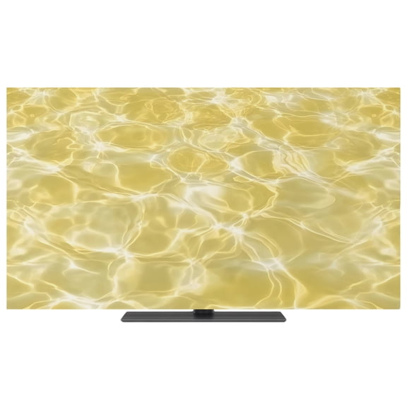 Indoor TV Cover 40 Inch Yellow Ripples Elastic TV Enclosure Coastal Waves Swimming Pool TVs Screen Protector Stretch Dustproof Monitor Slipcover for Flat Curved LED LCD Desktop Computer Display