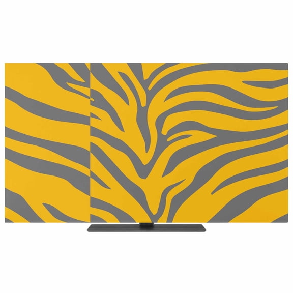 Indoor TV Cover 40 Inch Yellow Tiger Tattoo Pattern Elastic TV Enclosure Animal Fur Texture TVs Screen Protector Stretch Dustproof Monitor Slipcover for Flat Curved LED LCD Desktop Computer Display