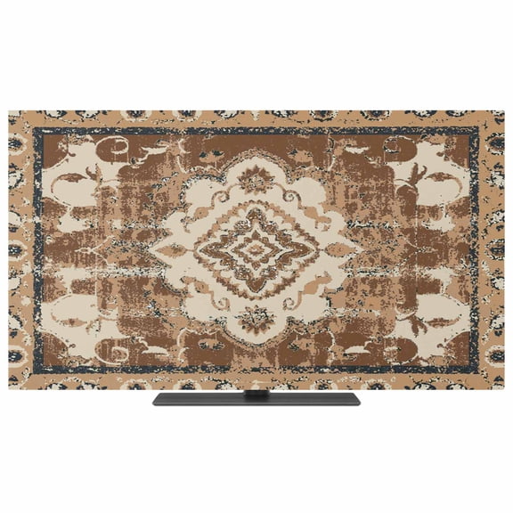 Indoor TV Cover 40" , Tribal Vintage Boho Stretch Fabric Dust Protector for Flat Screen Television, Brown Bohemia Elastic Open Back Screen Slipcover