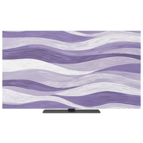 Indoor TV Cover 50 Inch Lavender Purple Ocean Waves Elastic TV Enclosure Abstract Mountain Stripes TVs Screen Protector Stretch Dustproof Monitor Slipcover for Flat Curved LED LCD Display