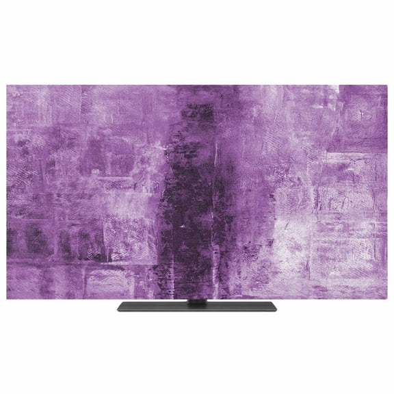Indoor TV Cover 50 Inch Purple Paint Elastic TV Enclosure Abstract Art Graffiti TVs Screen Protector Stretch Dustproof Monitor Slipcover for Flat Curved LED LCD Desktop Computer Display
