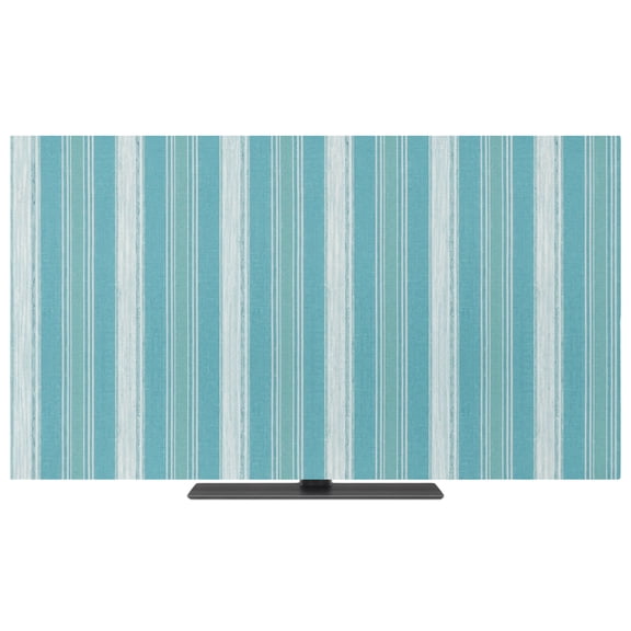 Indoor TV Cover 50 Inch Turquoise Vertical Stripes Elastic TV Enclosure Abstract Striped Lines TVs Screen Protector Stretch Dustproof Monitor Slipcover for Flat Curved LED LCD Display