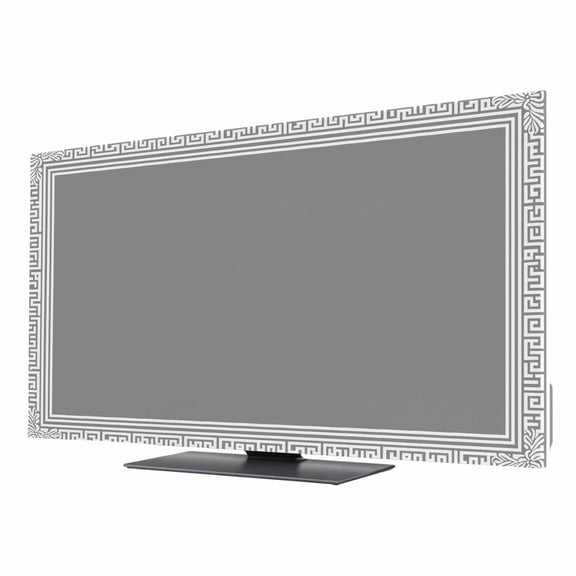 Indoor TV Cover 85 Inch, Grey Geometric Elastic Monitor Dust Covers for Television, Desktop Computer Bohemia Tribal Farm Tribal Patterned Dustproof Fitted TV Cover for Inside 74.1"L x 41.7"H