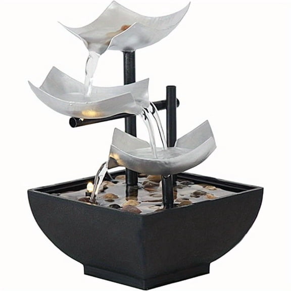 Indoor Table Fountain with LED Lights, USB Waterfall Fountain Decor
