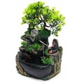 thumbnail image 1 of Indoor Tabletop Fountain with Rockery & Atomizing Humidifier – Automatic Pump Desktop Waterfall for Home/Office Decor, Natural Plants & Fisherman Theme Design, 1 of 9