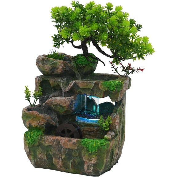Indoor Tabletop Fountains,Desktop Indoor Waterfall Fountain, FengShui Landscape Indoor Relaxation Tabletop Water Fountain, for Office Home Bedroom Decorative