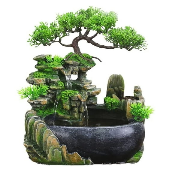 Indoor Tabletop Fountains,rockery, water, waterfall, plants, desktop fountain with automatic pump , atomizing humidifier fountain for home office desktop