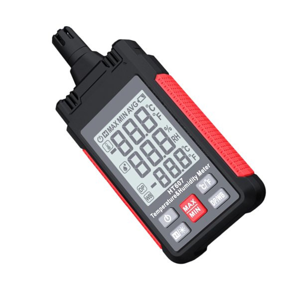 Digital LCD Backlight Temperature Humidity Meter Hygrometer with Dew Point Wet Bulb Data Hold for Indoor Use