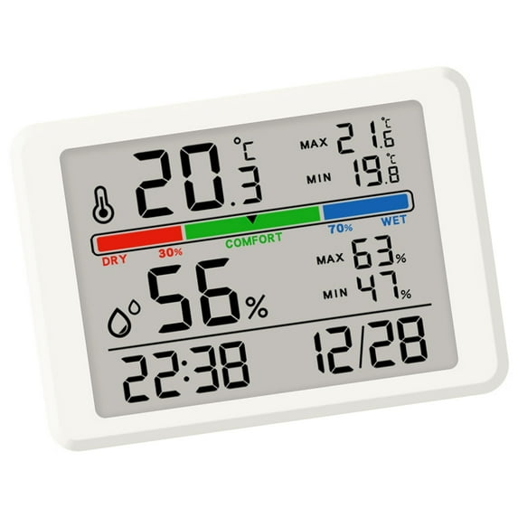 Indoor Temperature and Humidity Magnetic Digital Clock with High Precisions Monitor Large Easy To Read LCD Display