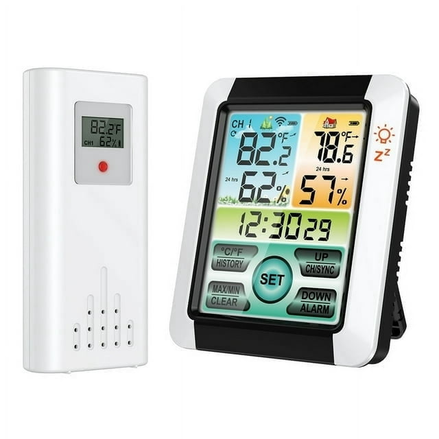 AMIR Indoor/Outdoor Thermometer, Weather Station with Remote Sensor ...