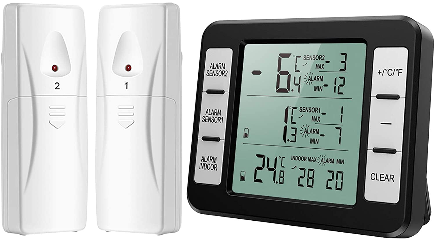 Indoor Thermometer, AMIR Wireless Fridge Thermometer Temperature Gauge for Refrigerator Fridge