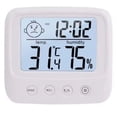 thumbnail image 1 of Indoor Thermometers Digital Meter Hygrometer Room Thermometer and Humidity Gauge with Clock Humidity Temperature Tool,1 x Thermohygrometer,White, 1 of 6
