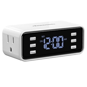 Indoor Timer with 8 Programmable On/Off Settings, Weekly Schedule, Memory Backup 125V 60Hz 15A Resistive / 8.3A Ballast / 1000W Tungsten, White (1 Pack)