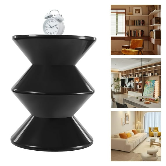 Indoor Use Side Table, Coffee Table Desk Bedside End Table Bedroom Sofa Side Table, Modern Round End Table Black