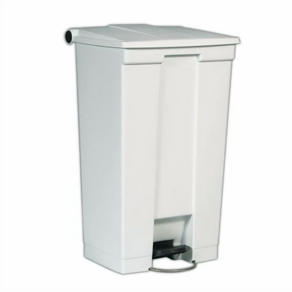 Indoor Utility Step-On Waste Container, Rectangular, Plastic, 23gal, White