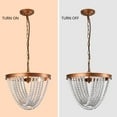 thumbnail image 1 of Indoor Vintage Bohemian-inspired Wood Bead Ceiling Lamp Adjustable Chain Gold, 1 of 12