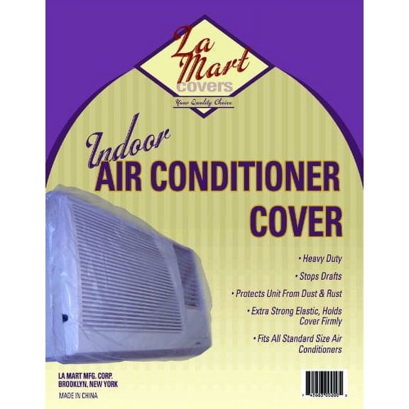 Indoor Vinyl Window Air Conditioner Cover w Elastic Edges (Clear Plastic)