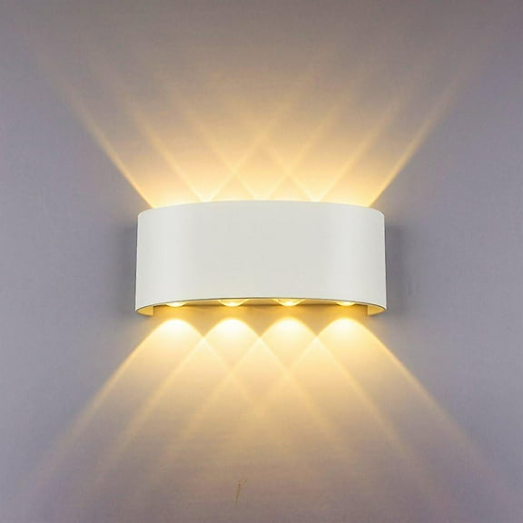 Indoor Wall Lights LED Lamp 8w Waterproof Modern White Aluminum Wall Light for Bedroom Home Corridor Living Room (Warm White)