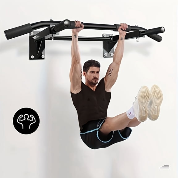 Indoor Wall-Mounted Pull-Up Bar, Stable Triangular Design, Suitable for Pull-Ups, Bodybuilding, and Fitness, Available in Single or Double Bar Options