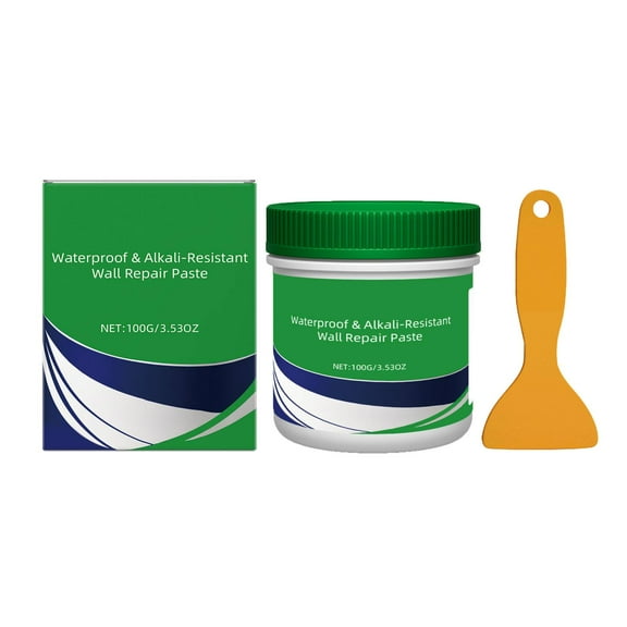 Indoor Wall Repair Paste for Cracks Peeling Damaged Areas, Waterproof Alkali Resistant formula, 100G Jar with Scraper Included