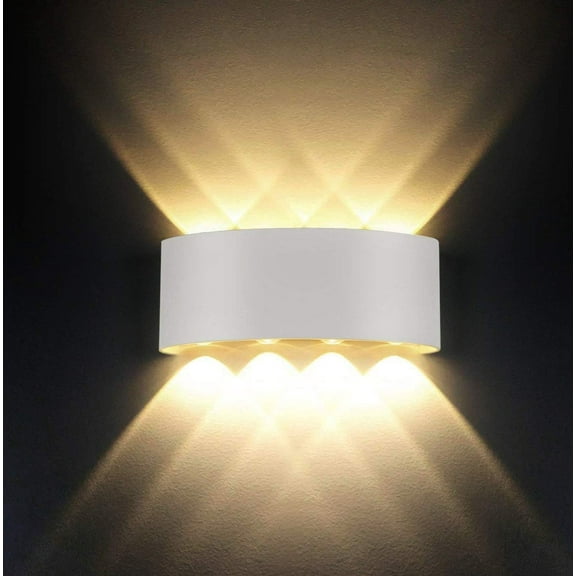 Indoor Wall Sconce, Modern Waterproof Bedroom , 8W Hallway Wall Mount Light Fixtures, Up and Down Matte White Wall Lights