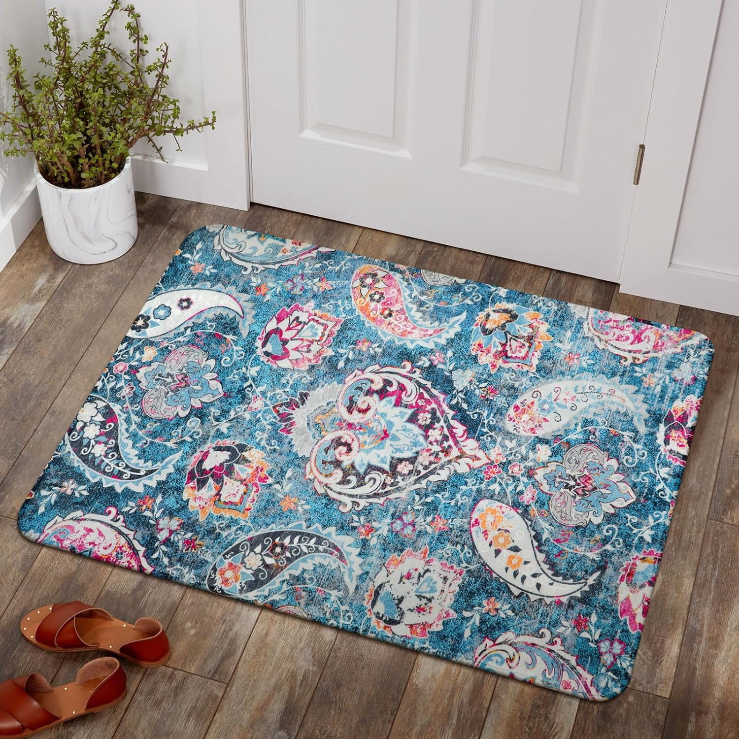 Indoor Washable Rug 2x3 Soft Throw Decorative Bedroom Rug NonSlip