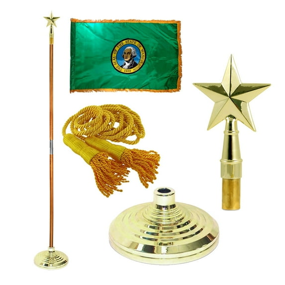 Indoor Washington State Flag Kit - 8ft Pole - Texas Star