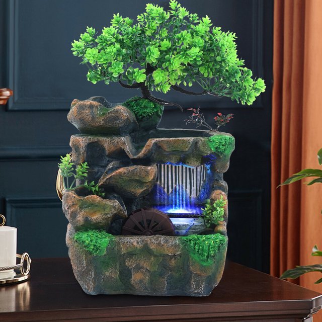 Indoor Water Fountain Small, Mini Desktop Fountain Waterfall Small ...