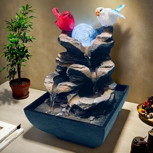 Indoor Water Fountain, Small Water Fountain Indoor, Indoor Water Feature with Desk Waterfall, Zen Table Top Fountains for Home Office Desk Decor, Mini Tabletop Fountains$$Home Decor, Kitchen, & Other