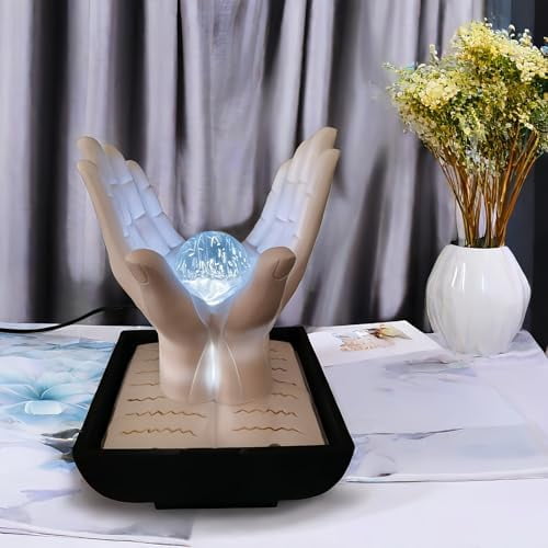 Indoor Water Fountain, Small Water Fountain Indoor, Indoor Water Feature with Desk Waterfall, Zen Table Top Fountains for Home Office Desk Decor, Mini Tabletop Fountains(White)