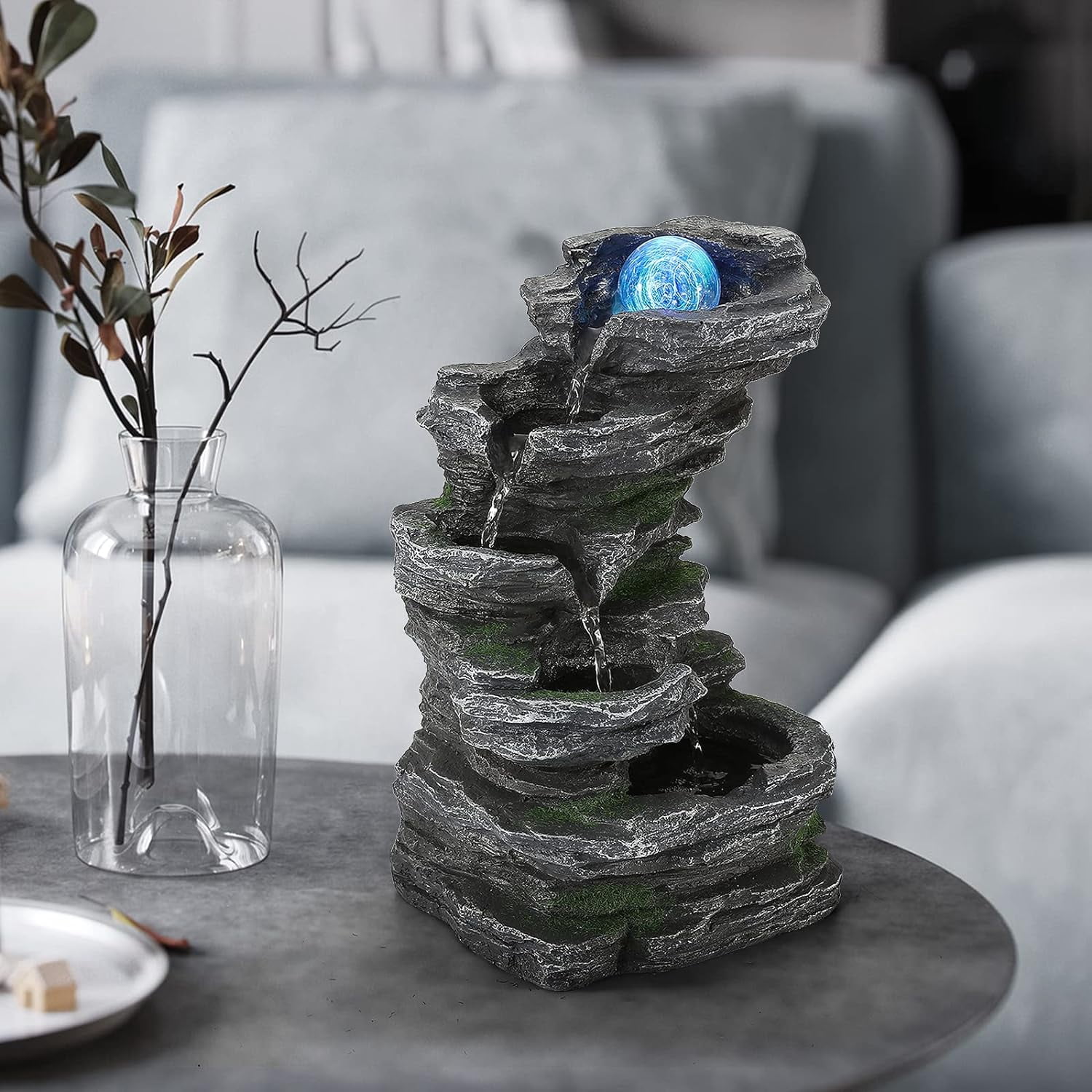 Indoor Water Fountain Tabletop Fountain Stacked Rocks Waterfall ...