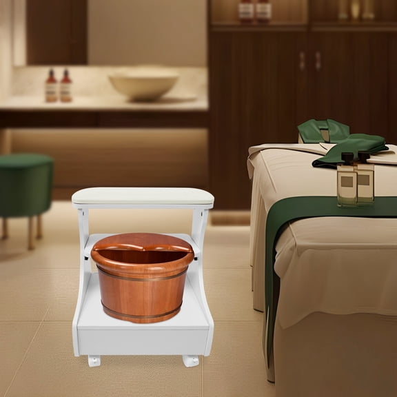 Indoor White Foot Rest Pedicure Manicure Funiture Movable Footbath Stool Beauty Salons Medical Clinics Hair Salons