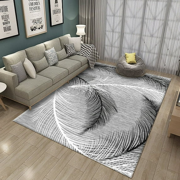 Indoor White Palm Leaves Rug, Easy Cleaning, Non Shedding, Bed Room, Living Room, Dining Room, Backyard, Deck, Patio-4x5ft