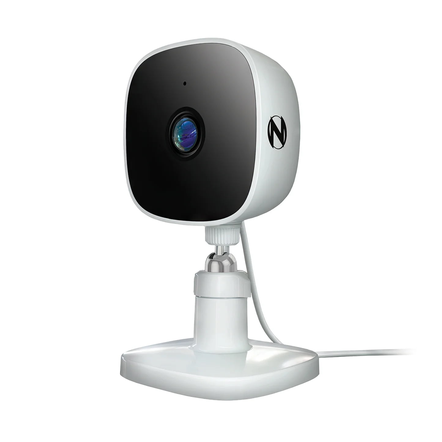 White Wireless Indoor Security Camera with Night Vision and Audio