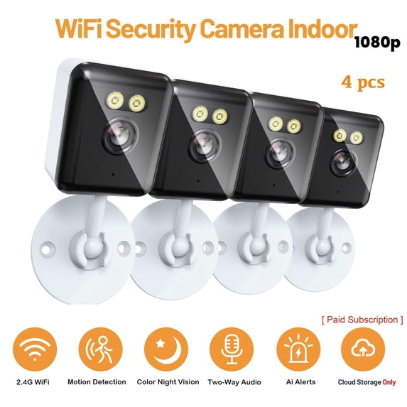 Indoor Wi-Fi Security Camera Set: 1080P HD, Night Vision, Two-Way Audio, Alexa Compatible, Motion Detection, App Control