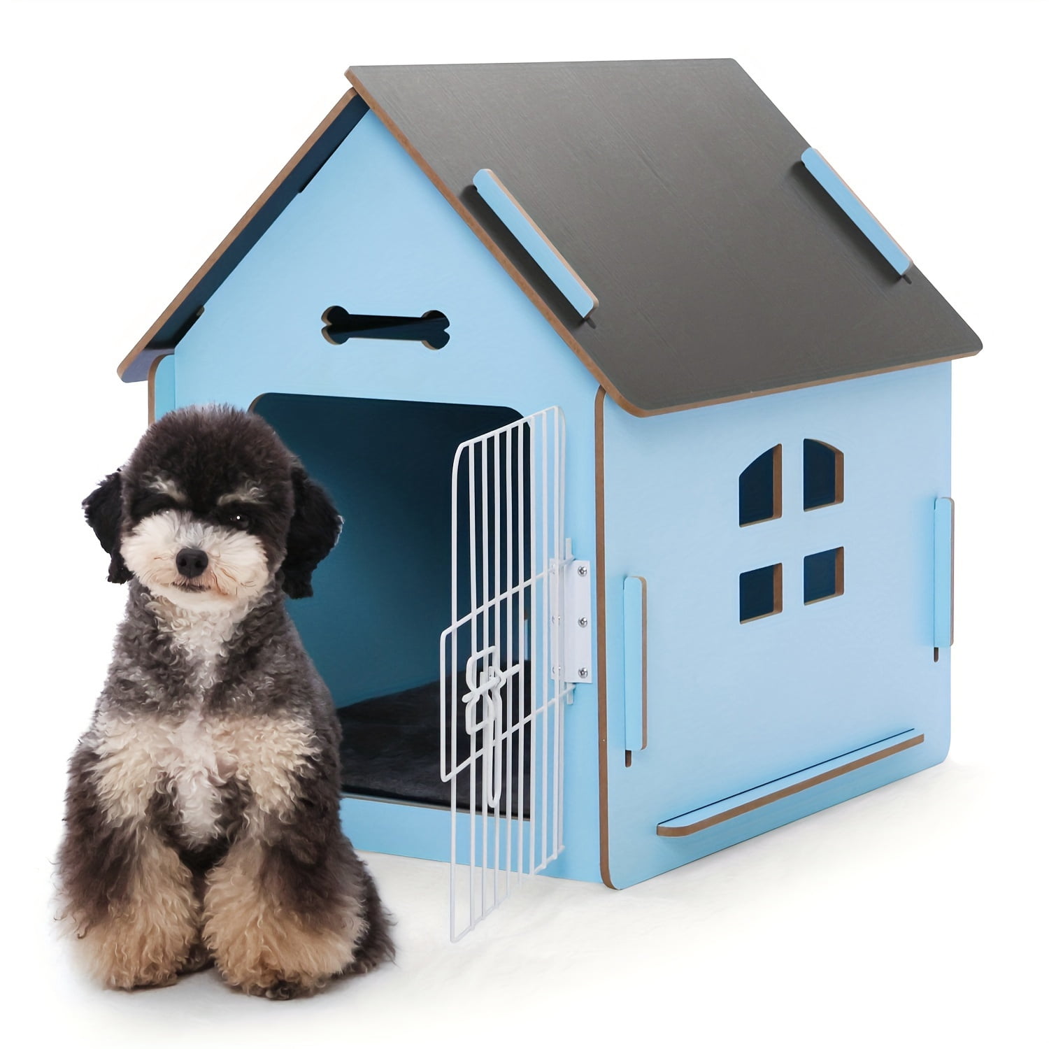 Indoor Wooden Pet House - Cozy Warm Cave for Small Dogs/Cats, Elevated ...