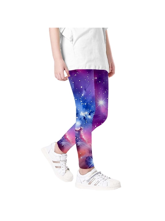 Indoor Yoga Pants Girls Galaxy Print Space Themed Wear Girls Linen Pants,Black,100