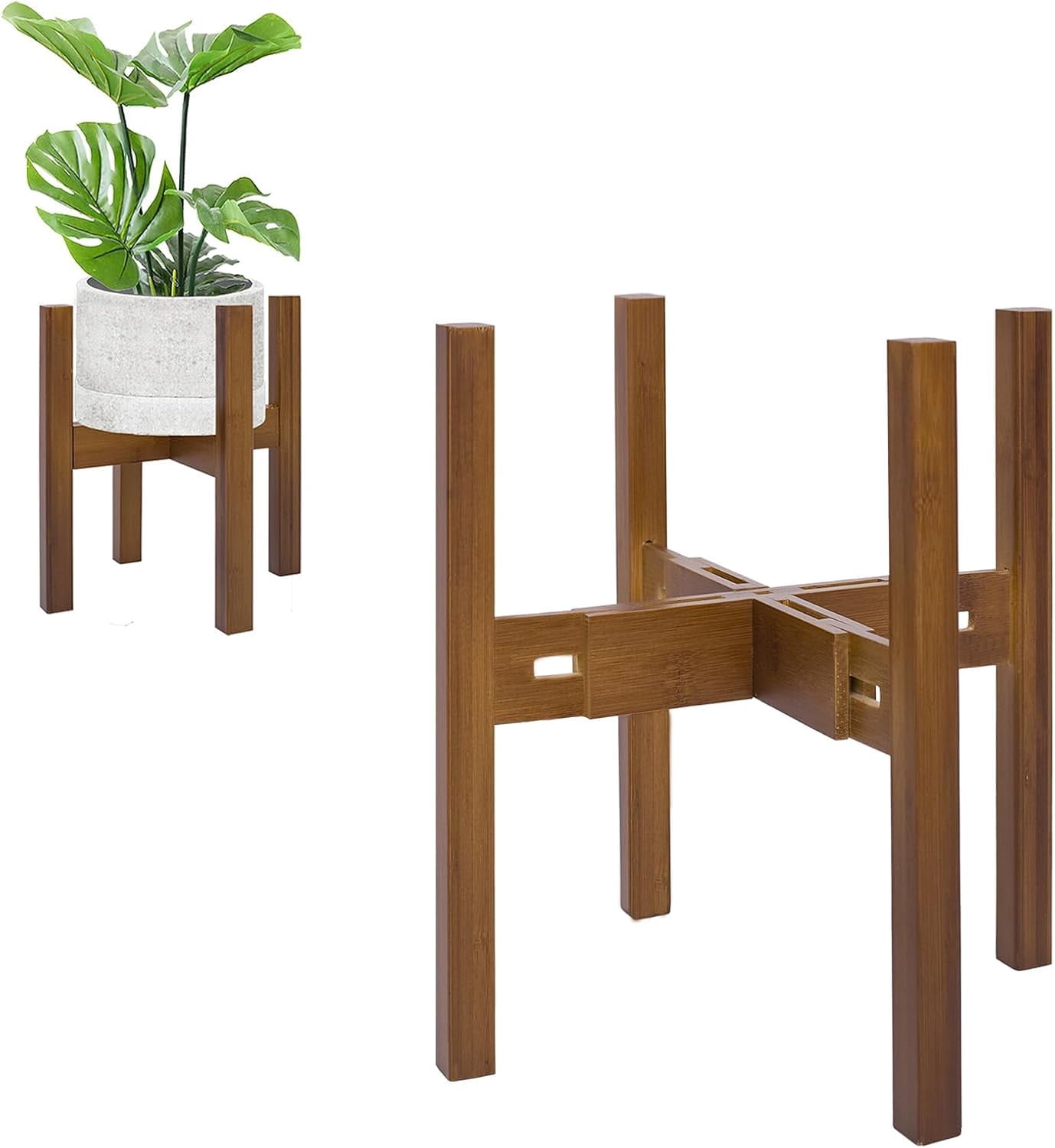 Indoor adjustable plant stand, bamboo midcentury modern plant stand — free download