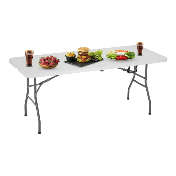 Indoor and Outdoor Rectangle HDPE Plastic White Folding Utility Table for Party