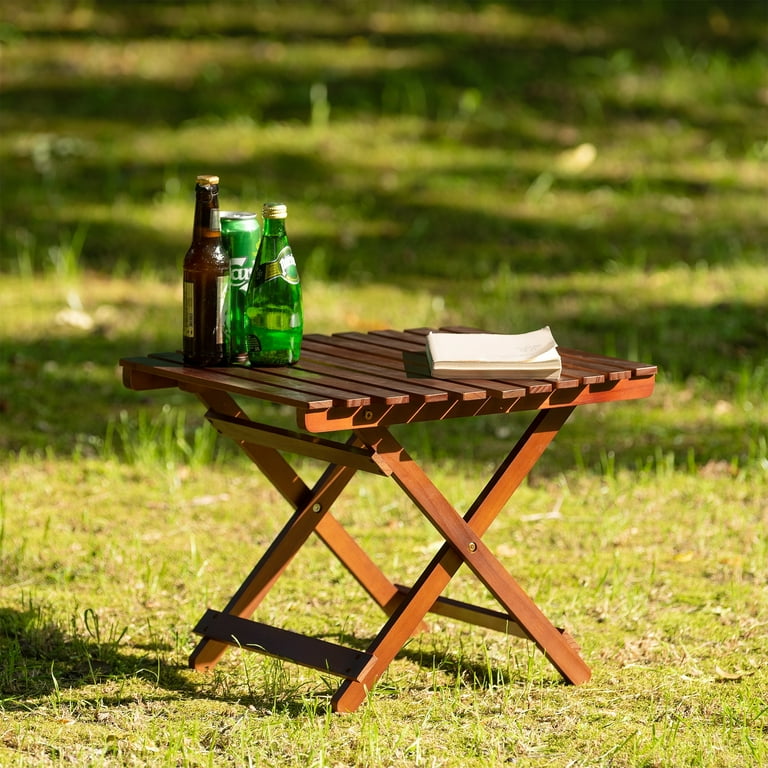 Indoor and Outdoor Solid Wood Folding Table End Table Camping Table Weather Resistant Espresso Walmart